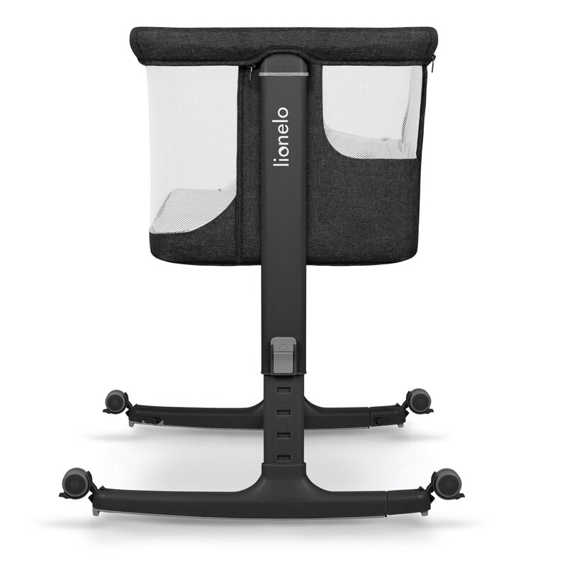 Patut co-sleeper, Lionelo, Aurora, 3 in 1, Cu leganare si setare unghiulara, Include saltea cu densitate T25 si geanta transport, Reglabil in 5 pozitii pe inaltime, Pana la 9 kg, 0 luni+, Conform cu EN 1130:2019+AC:2020, EN 16890:2, Gri inchis - gogobaby.ro