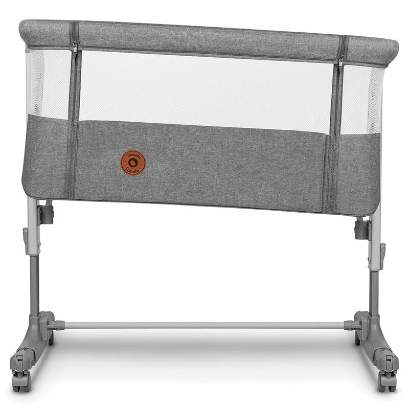 Patut co-sleeper, Lionelo, Aurora, 3 in 1, Cu leganare si setare unghiulara, Include saltea cu densitate T25 si geanta transport, Reglabil in 5 pozitii pe inaltime, Pana la 9 kg, 0 luni+, 85x60x66 cm, Conform cu EN 1130:2019+AC:2020, EN 16890:2, Gri - gogobaby.ro