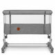 Patut co-sleeper, Lionelo, Aurora, 3 in 1, Cu leganare si setare unghiulara, Include saltea cu densitate T25 si geanta transport, Reglabil in 5 pozitii pe inaltime, Pana la 9 kg, 0 luni+, 85x60x66 cm, Conform cu EN 1130:2019+AC:2020, EN 16890:2, Gri