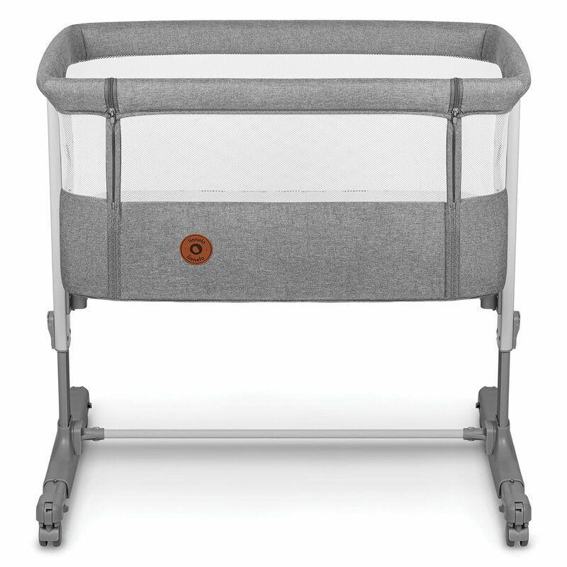 Patut co-sleeper, Lionelo, Aurora, 3 in 1, Cu leganare si setare unghiulara, Include saltea cu densitate T25 si geanta transport, Reglabil in 5 pozitii pe inaltime, Pana la 9 kg, 0 luni+, 85x60x66 cm, Conform cu EN 1130:2019+AC:2020, EN 16890:2, Gri