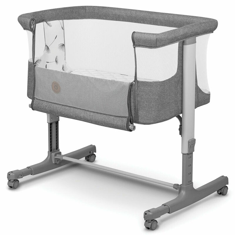 Patut co-sleeper, Lionelo, Aurora, 3 in 1, Cu leganare si setare unghiulara, Include saltea cu densitate T25 si geanta transport, Reglabil in 5 pozitii pe inaltime, Pana la 9 kg, 0 luni+, 85x60x66 cm, Conform cu EN 1130:2019+AC:2020, EN 16890:2, Gri - gogobaby.ro