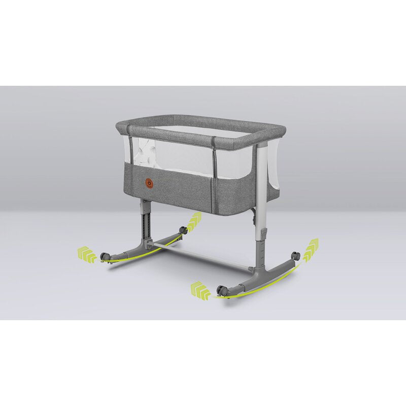 Patut co-sleeper, Lionelo, Aurora, 3 in 1, Cu leganare si setare unghiulara, Include saltea cu densitate T25 si geanta transport, Reglabil in 5 pozitii pe inaltime, Pana la 9 kg, 0 luni+, 85x60x66 cm, Conform cu EN 1130:2019+AC:2020, EN 16890:2, Gri - gogobaby.ro