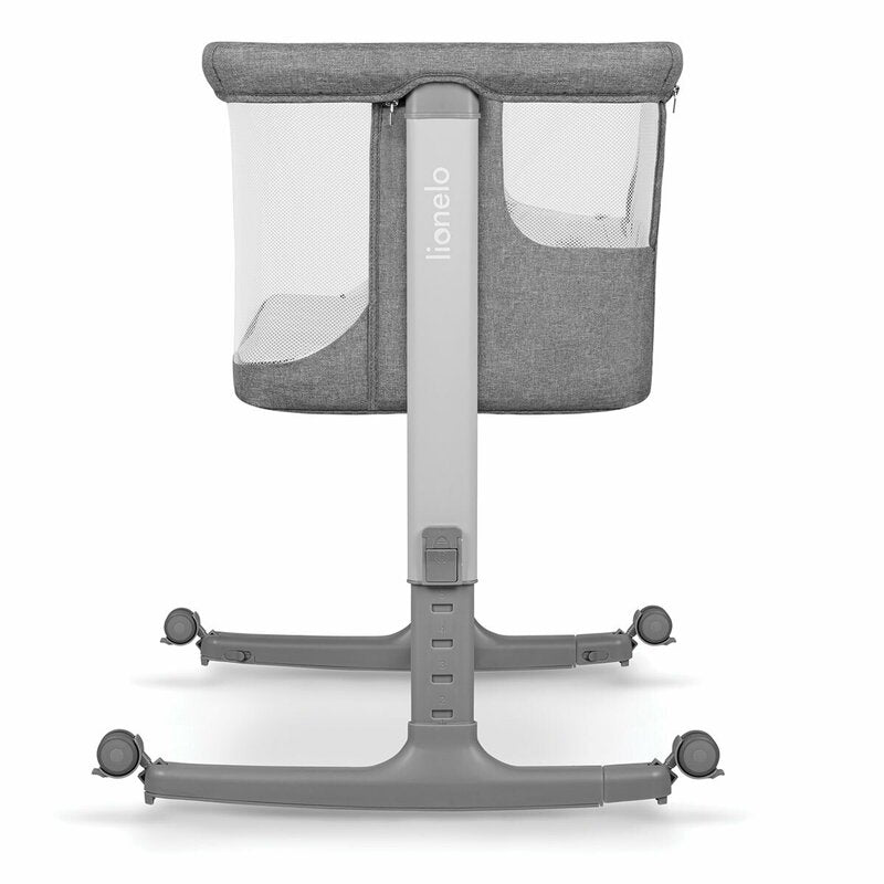 Patut co-sleeper, Lionelo, Aurora, 3 in 1, Cu leganare si setare unghiulara, Include saltea cu densitate T25 si geanta transport, Reglabil in 5 pozitii pe inaltime, Pana la 9 kg, 0 luni+, 85x60x66 cm, Conform cu EN 1130:2019+AC:2020, EN 16890:2, Gri - gogobaby.ro