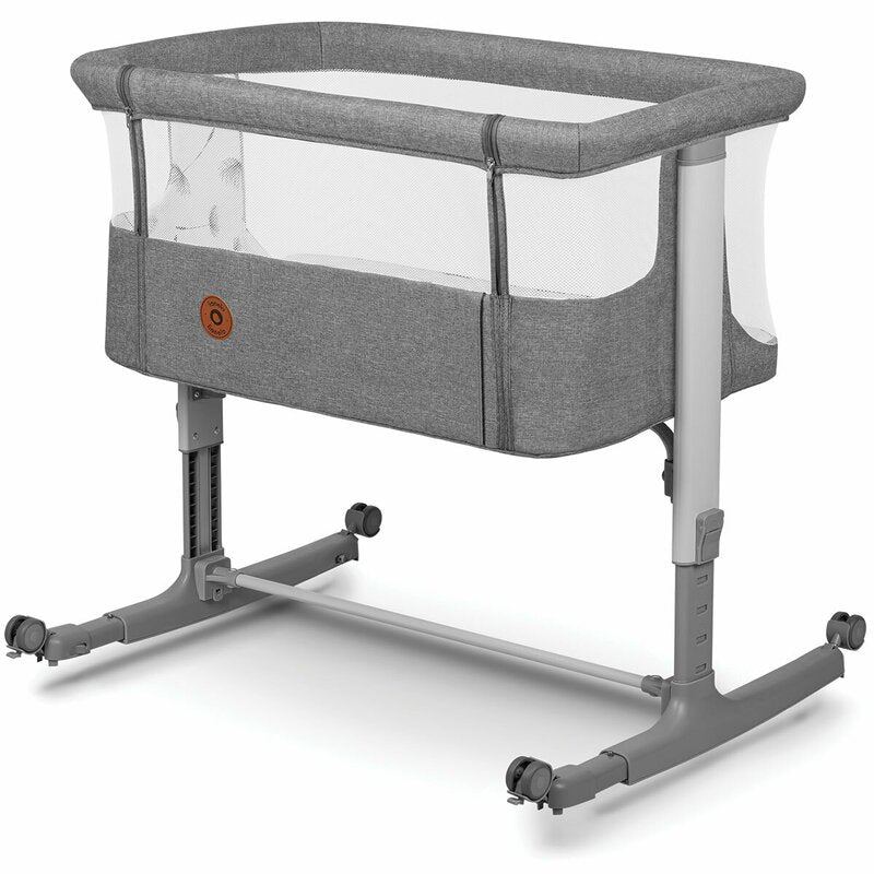 Patut co-sleeper, Lionelo, Aurora, 3 in 1, Cu leganare si setare unghiulara, Include saltea cu densitate T25 si geanta transport, Reglabil in 5 pozitii pe inaltime, Pana la 9 kg, 0 luni+, 85x60x66 cm, Conform cu EN 1130:2019+AC:2020, EN 16890:2, Gri - gogobaby.ro