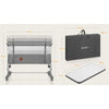 Patut co-sleeper, Lionelo, Aurora, 3 in 1, Cu leganare si setare unghiulara, Include saltea cu densitate T25 si geanta transport, Reglabil in 5 pozitii pe inaltime, Pana la 9 kg, 0 luni+, 85x60x66 cm, Conform cu EN 1130:2019+AC:2020, EN 16890:2, Gri - gogobaby.ro