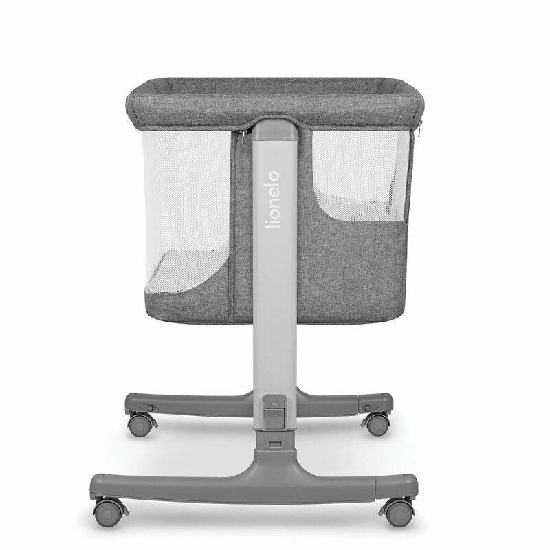 Patut co-sleeper, Lionelo, Aurora, 3 in 1, Cu leganare si setare unghiulara, Include saltea cu densitate T25 si geanta transport, Reglabil in 5 pozitii pe inaltime, Pana la 9 kg, 0 luni+, 85x60x66 cm, Conform cu EN 1130:2019+AC:2020, EN 16890:2, Gri - gogobaby.ro