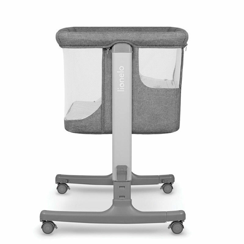 Patut co-sleeper, Lionelo, Aurora, 3 in 1, Cu leganare si setare unghiulara, Include saltea cu densitate T25 si geanta transport, Reglabil in 5 pozitii pe inaltime, Pana la 9 kg, 0 luni+, 85x60x66 cm, Conform cu EN 1130:2019+AC:2020, EN 16890:2, Gri - gogobaby.ro