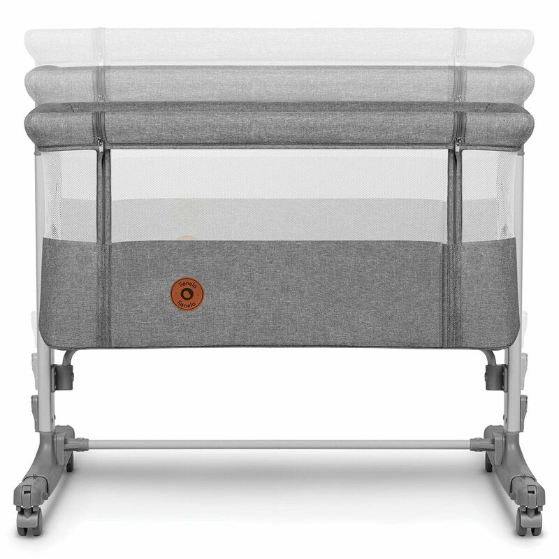 Patut co-sleeper, Lionelo, Aurora, 3 in 1, Cu leganare si setare unghiulara, Include saltea cu densitate T25 si geanta transport, Reglabil in 5 pozitii pe inaltime, Pana la 9 kg, 0 luni+, 85x60x66 cm, Conform cu EN 1130:2019+AC:2020, EN 16890:2, Gri - gogobaby.ro