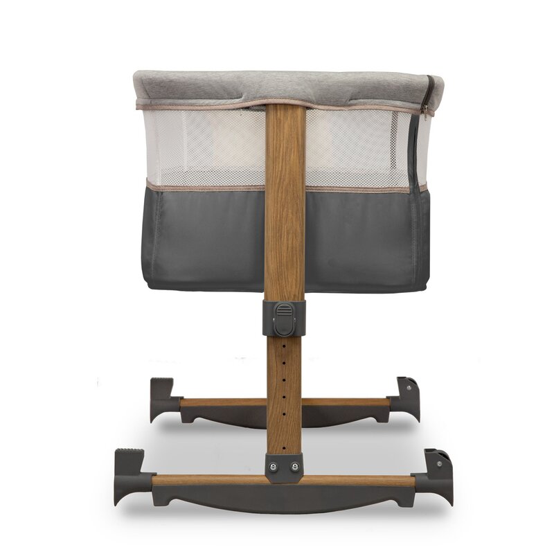 Patut co-sleeper, Lionelo, Leonie, Cu sistem de leganare, Cu setare unghiulara, Reglabil in 5 pozitii pe inaltime, Conform cu standardele europeane de securitate EN1130 si EN16890, Grey Stone