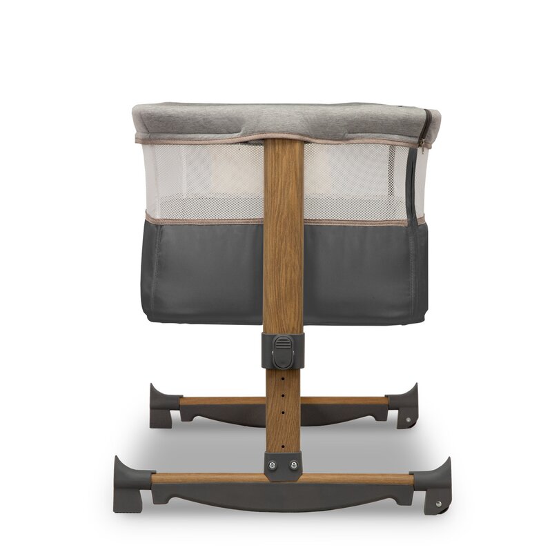 Patut co-sleeper, Lionelo, Leonie, Cu sistem de leganare, Cu setare unghiulara, Reglabil in 5 pozitii pe inaltime, Conform cu standardele europeane de securitate EN1130 si EN16890, Grey Stone