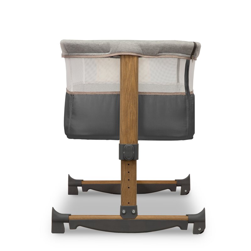 Patut co-sleeper, Lionelo, Leonie, Cu sistem de leganare, Cu setare unghiulara, Reglabil in 5 pozitii pe inaltime, Conform cu standardele europeane de securitate EN1130 si EN16890, Grey Stone