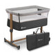 Patut co-sleeper, Lionelo, Leonie, Cu sistem de leganare, Cu setare unghiulara, Reglabil in 5 pozitii pe inaltime, Conform cu standardele europeane de securitate EN1130 si EN16890, Grey Stone