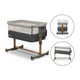Patut co-sleeper, Lionelo, Leonie, Cu sistem de leganare, Cu setare unghiulara, Reglabil in 5 pozitii pe inaltime, Conform cu standardele europeane de securitate EN1130 si EN16890, Grey Stone