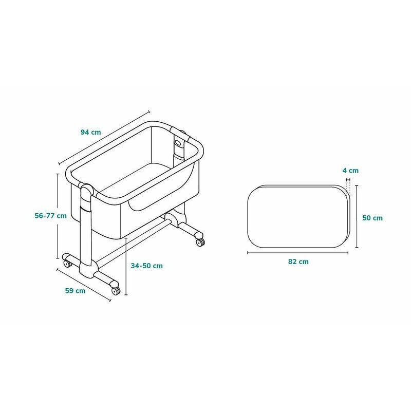 Patut co-sleeper, Lionelo, Leonie, Cu sistem de leganare, Cu setare unghiulara, Reglabil in 5 pozitii pe inaltime, Conform cu standardele europeane de securitate EN1130 si EN16890, Grey Stone