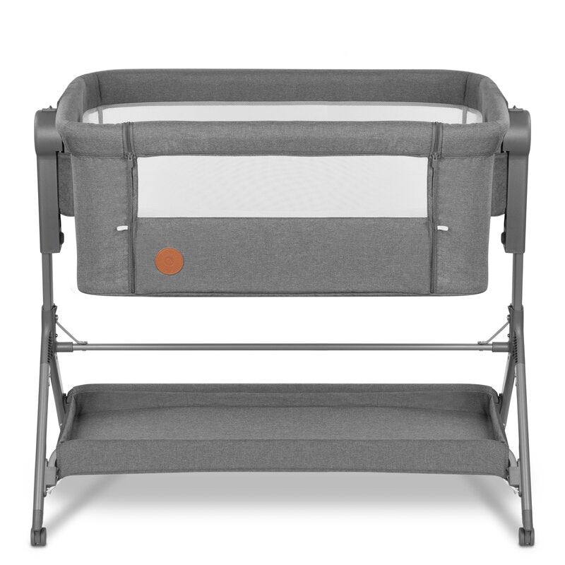 Patut co-sleeper, Lionelo, Leonie, Plus, Pliabil, Cu sistem de leganare, Cu setare unghiulara, Reglabil in 6 pozitii pe inaltime, Conform cu standardele europeane de securitate EN1130 si EN16890, Gri - gogobaby.ro