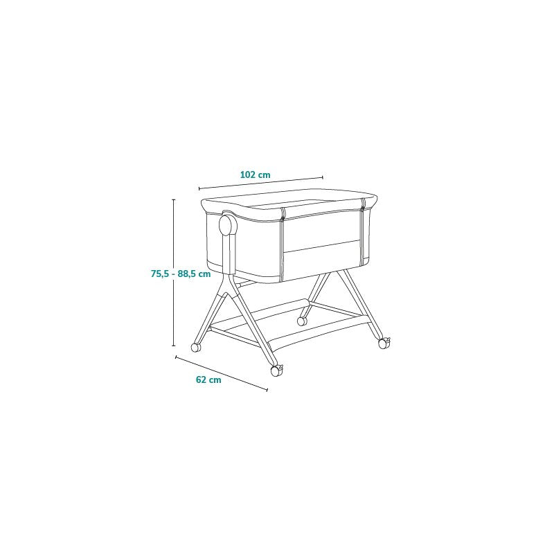 Patut co-sleeper, Lionelo, Leonie, Plus, Pliabil, Cu sistem de leganare, Cu setare unghiulara, Reglabil in 6 pozitii pe inaltime, Conform cu standardele europeane de securitate EN1130 si EN16890, Gri - gogobaby.ro