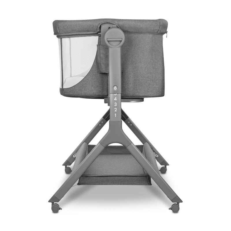 Patut co-sleeper, Lionelo, Leonie, Plus, Pliabil, Cu sistem de leganare, Cu setare unghiulara, Reglabil in 6 pozitii pe inaltime, Conform cu standardele europeane de securitate EN1130 si EN16890, Gri - gogobaby.ro