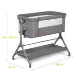 Patut co-sleeper, Lionelo, Leonie, Plus, Pliabil, Cu sistem de leganare, Cu setare unghiulara, Reglabil in 6 pozitii pe inaltime, Conform cu standardele europeane de securitate EN1130 si EN16890, Gri