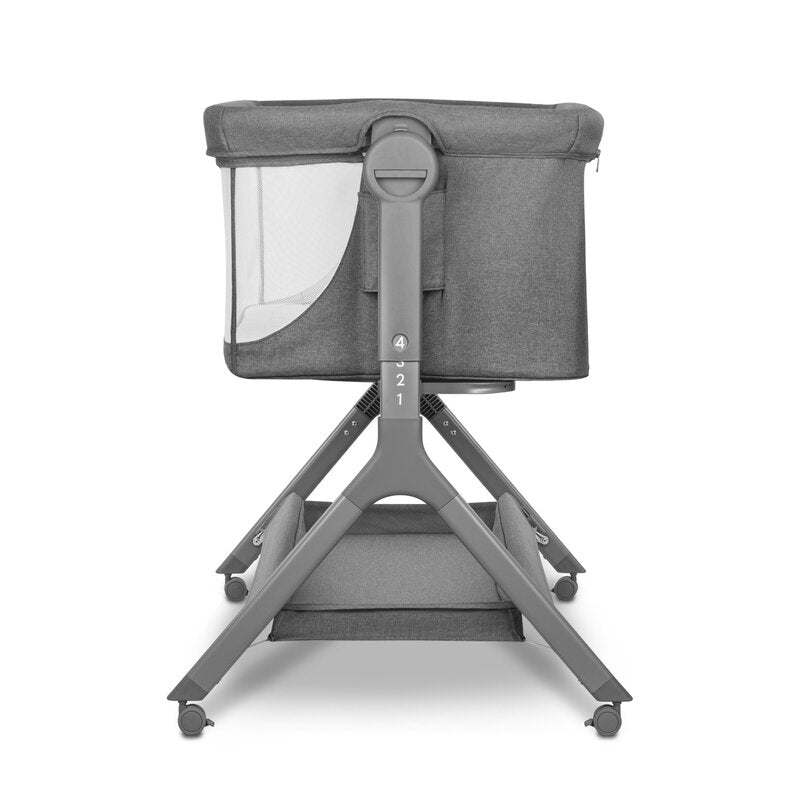 Patut co-sleeper, Lionelo, Leonie, Plus, Pliabil, Cu sistem de leganare, Cu setare unghiulara, Reglabil in 6 pozitii pe inaltime, Conform cu standardele europeane de securitate EN1130 si EN16890, Gri - gogobaby.ro
