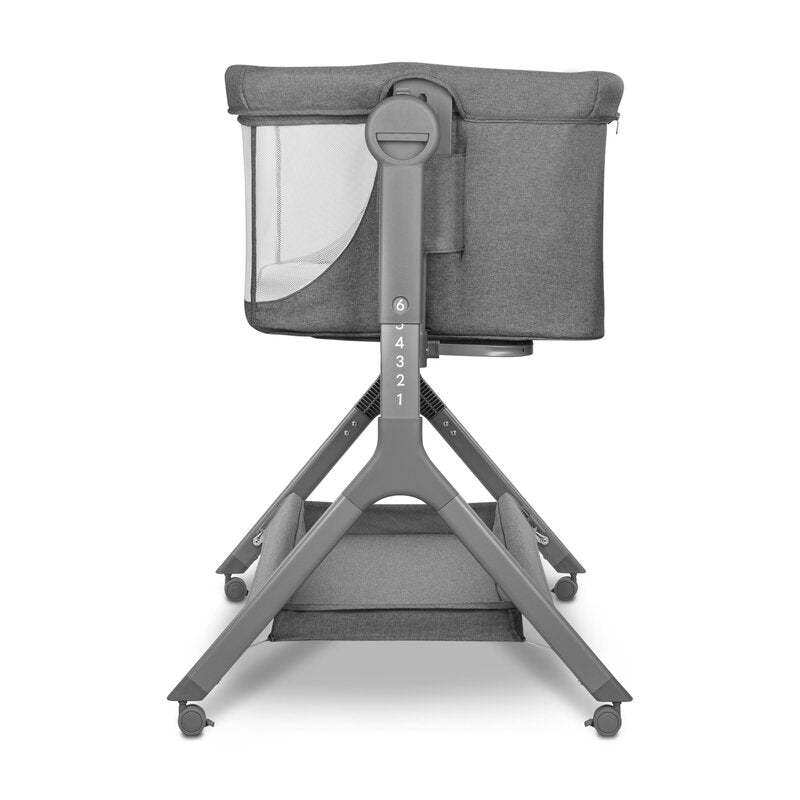 Patut co-sleeper, Lionelo, Leonie, Plus, Pliabil, Cu sistem de leganare, Cu setare unghiulara, Reglabil in 6 pozitii pe inaltime, Conform cu standardele europeane de securitate EN1130 si EN16890, Gri - gogobaby.ro
