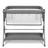 Patut co-sleeper, Lionelo, Leonie, Plus, Pliabil, Cu sistem de leganare, Cu setare unghiulara, Reglabil in 6 pozitii pe inaltime, Conform cu standardele europeane de securitate EN1130 si EN16890, Gri