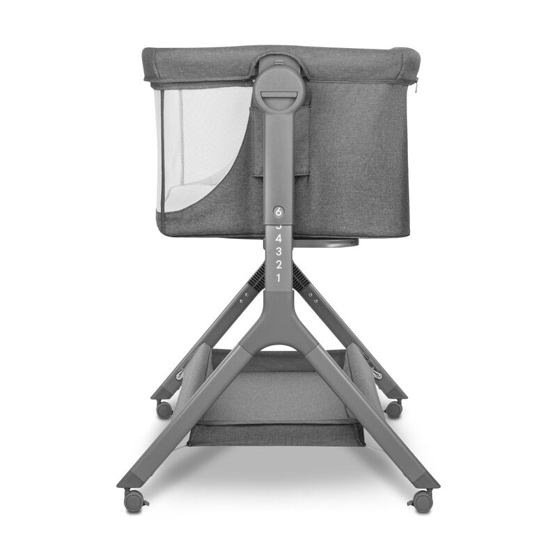 Patut co-sleeper, Lionelo, Leonie, Plus, Pliabil, Cu sistem de leganare, Cu setare unghiulara, Reglabil in 6 pozitii pe inaltime, Conform cu standardele europeane de securitate EN1130 si EN16890, Gri - gogobaby.ro