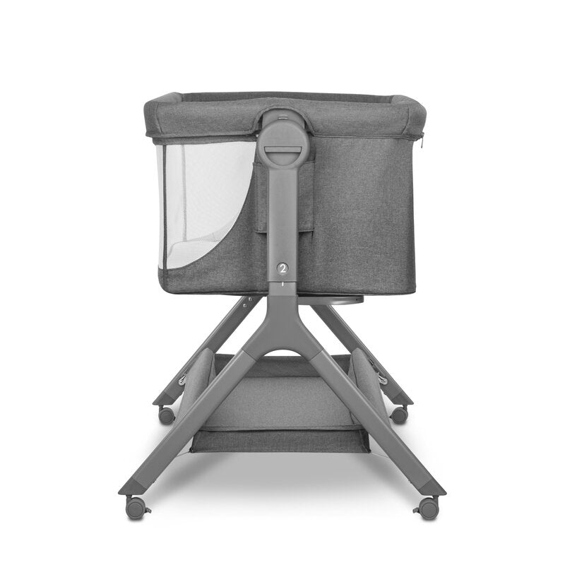 Patut co-sleeper, Lionelo, Leonie, Plus, Pliabil, Cu sistem de leganare, Cu setare unghiulara, Reglabil in 6 pozitii pe inaltime, Conform cu standardele europeane de securitate EN1130 si EN16890, Gri - gogobaby.ro