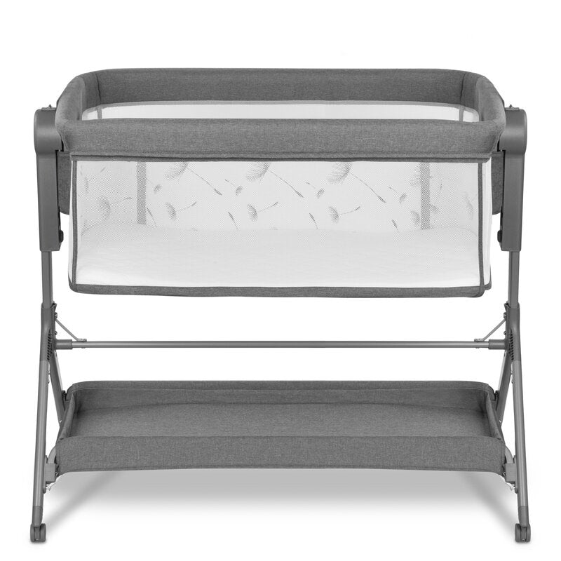 Patut co-sleeper, Lionelo, Leonie, Plus, Pliabil, Cu sistem de leganare, Cu setare unghiulara, Reglabil in 6 pozitii pe inaltime, Conform cu standardele europeane de securitate EN1130 si EN16890, Gri - gogobaby.ro