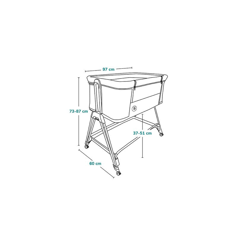 Patut co-sleeper, Lionelo, Luna, 2 in 1, Cu laterala culisanta, Cu setare unghiulara, Cu roti, Reglabil in 6 pozitii pe inaltime, Gri deschis - gogobaby.ro