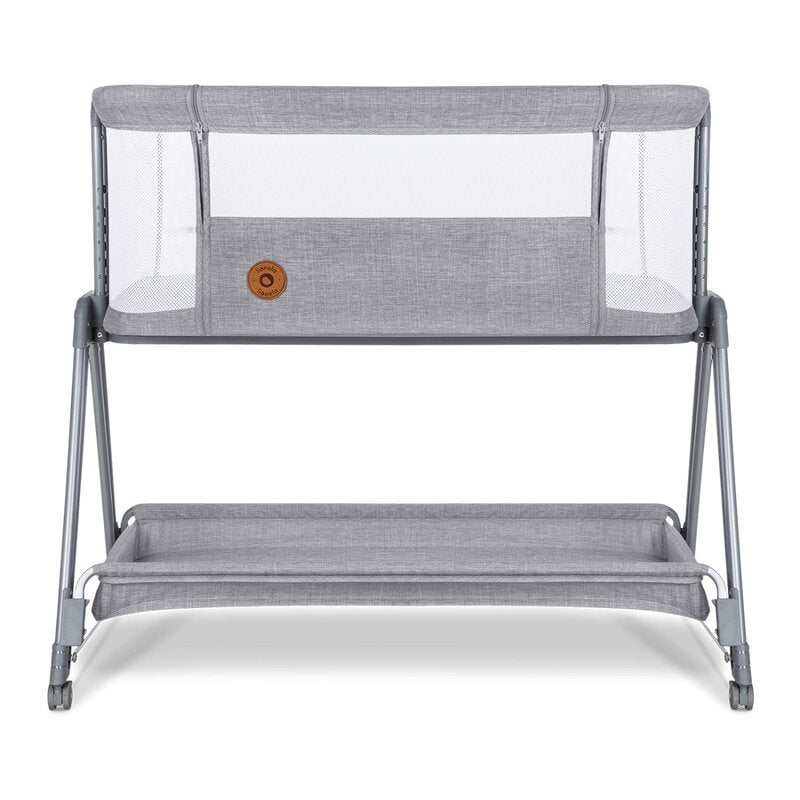 Patut co-sleeper, Lionelo, Luna, 2 in 1, Cu laterala culisanta, Cu setare unghiulara, Cu roti, Reglabil in 6 pozitii pe inaltime, Gri deschis - gogobaby.ro