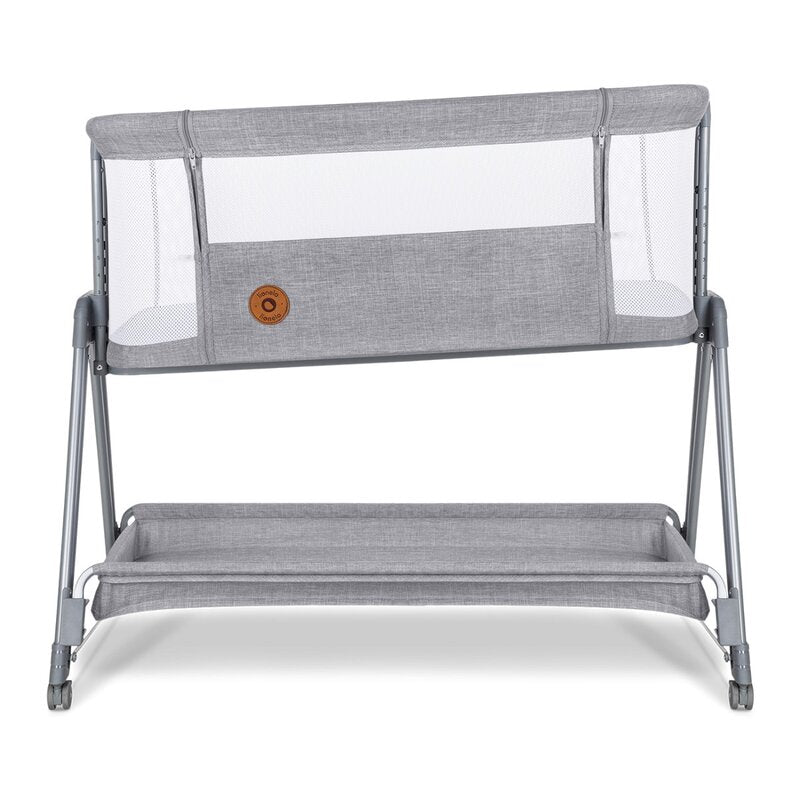 Patut co-sleeper, Lionelo, Luna, 2 in 1, Cu laterala culisanta, Cu setare unghiulara, Cu roti, Reglabil in 6 pozitii pe inaltime, Gri deschis - gogobaby.ro