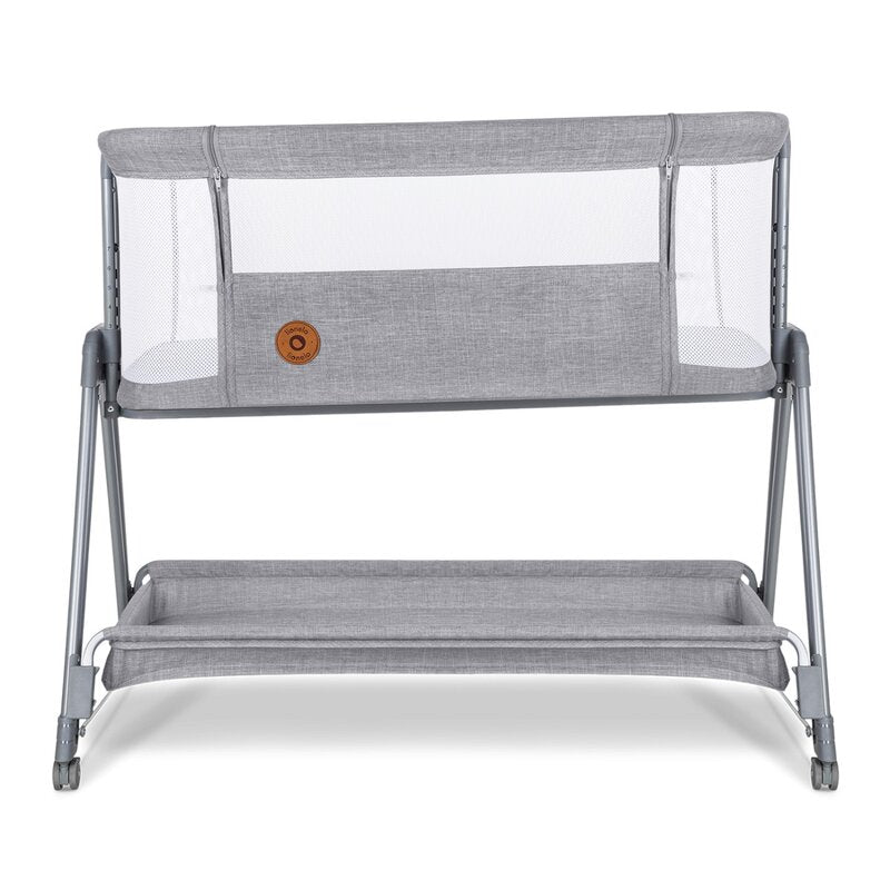 Patut co-sleeper, Lionelo, Luna, 2 in 1, Cu laterala culisanta, Cu setare unghiulara, Cu roti, Reglabil in 6 pozitii pe inaltime, Gri deschis - gogobaby.ro