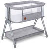 Patut co-sleeper, Lionelo, Luna, 2 in 1, Cu laterala culisanta, Cu setare unghiulara, Cu roti, Reglabil in 6 pozitii pe inaltime, Gri deschis