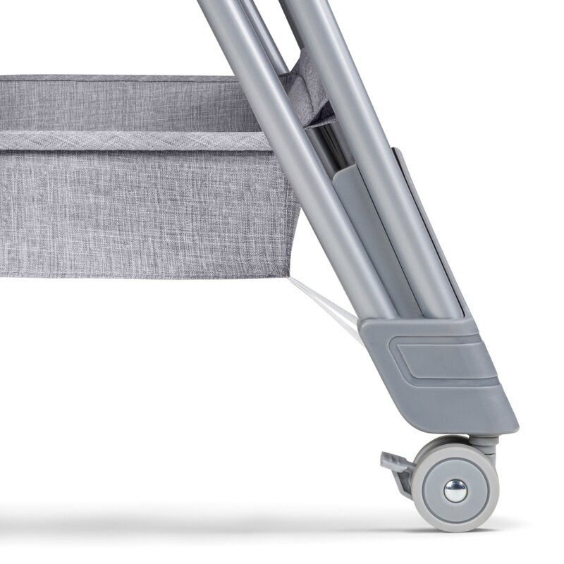 Patut co-sleeper, Lionelo, Luna, 2 in 1, Cu laterala culisanta, Cu setare unghiulara, Cu roti, Reglabil in 6 pozitii pe inaltime, Gri deschis - gogobaby.ro