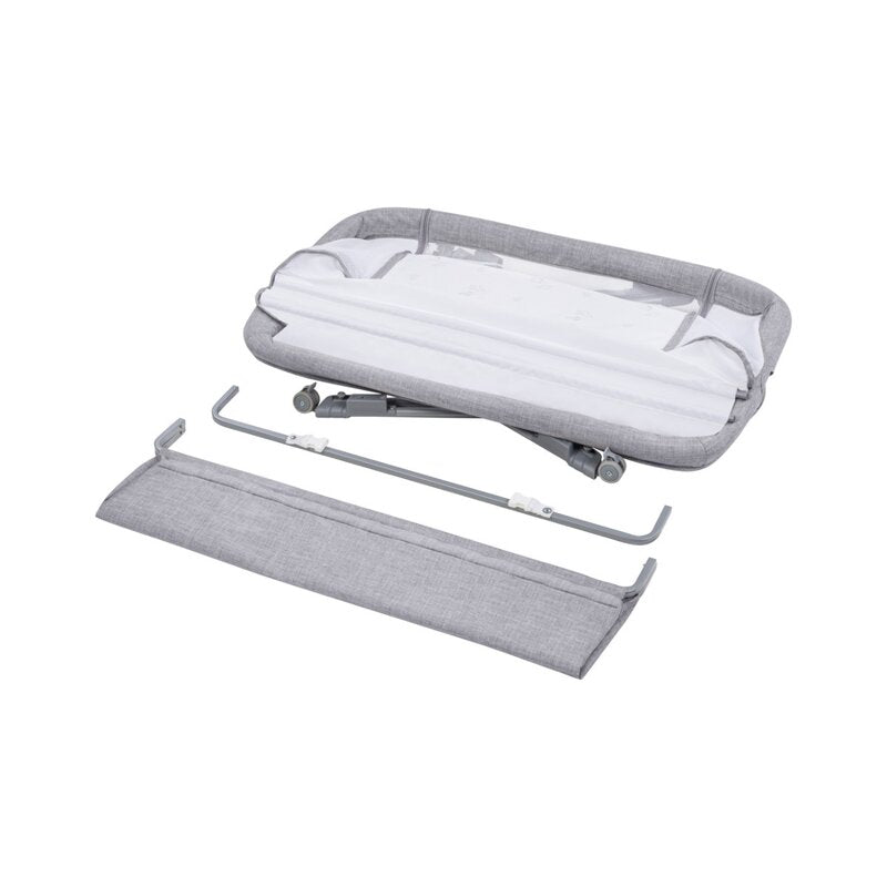 Patut co-sleeper, Lionelo, Luna, 2 in 1, Cu laterala culisanta, Cu setare unghiulara, Cu roti, Reglabil in 6 pozitii pe inaltime, Gri deschis - gogobaby.ro