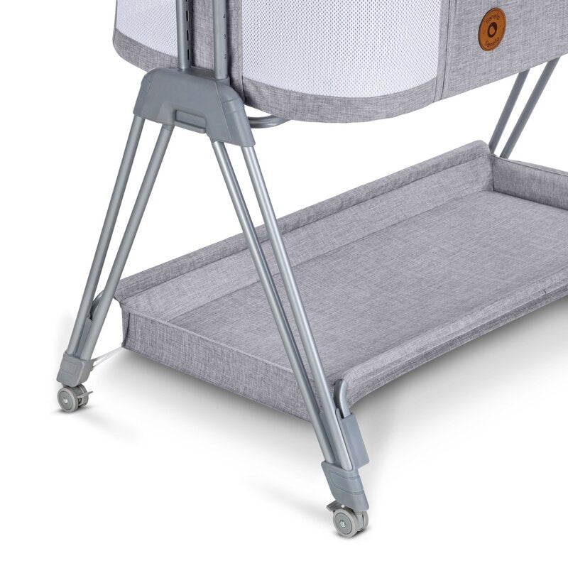 Patut co-sleeper, Lionelo, Luna, 2 in 1, Cu laterala culisanta, Cu setare unghiulara, Cu roti, Reglabil in 6 pozitii pe inaltime, Gri deschis - gogobaby.ro