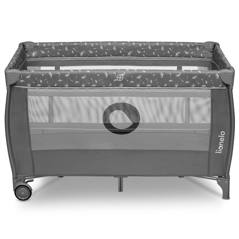 Patut pliant, Lionelo, Stefi Plus, Cu doua nivele, Cu intrare laterala cu fermoar, 2 roti, 120x60 cm, Conform cu standardul european de securitate EN 716, Gri - gogobaby.ro