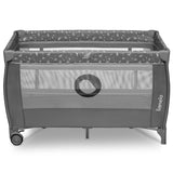 Patut pliant, Lionelo, Stefi Plus, Cu doua nivele, Cu intrare laterala cu fermoar, 2 roti, 120x60 cm, Conform cu standardul european de securitate EN 716, Gri