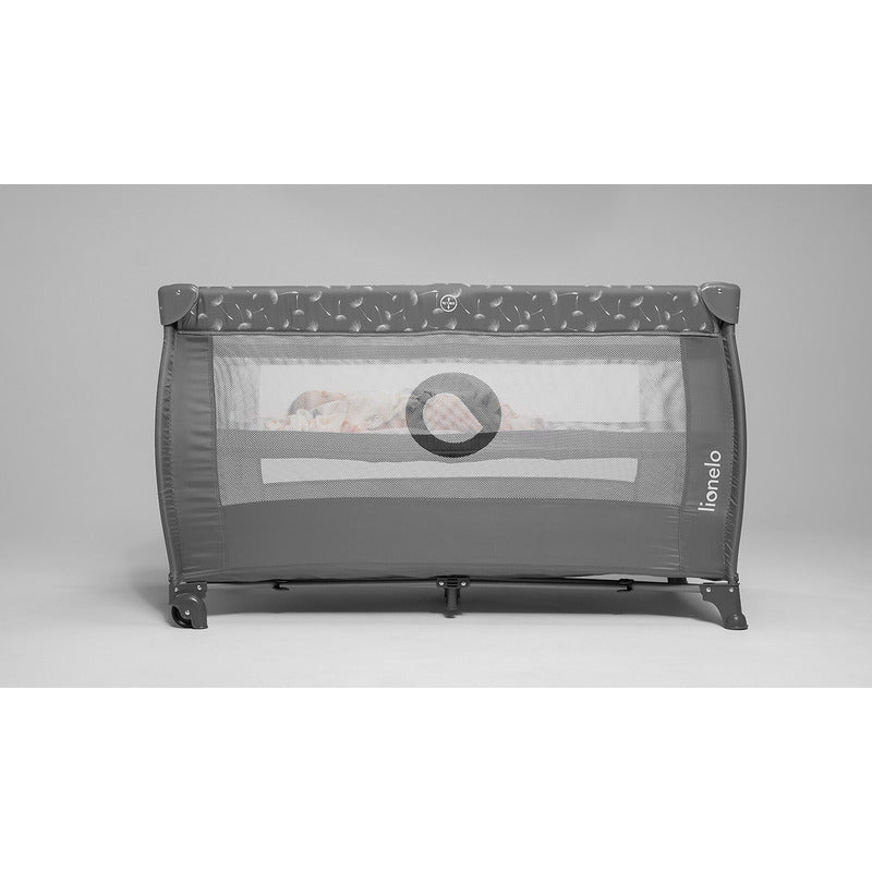 Patut pliant, Lionelo, Stefi Plus, Cu doua nivele, Cu intrare laterala cu fermoar, 2 roti, 120x60 cm, Conform cu standardul european de securitate EN 716, Gri - gogobaby.ro