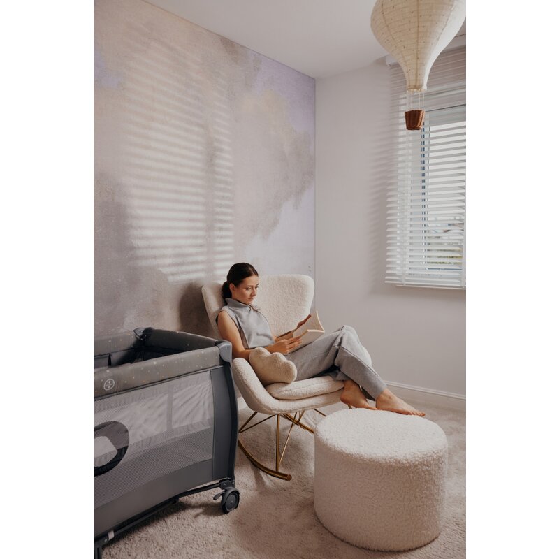 Patut pliant, Lionelo, Stefi Plus, Cu doua nivele, Cu intrare laterala cu fermoar, 2 roti, 120x60 cm, Conform cu standardul european de securitate EN 716, Gri - gogobaby.ro