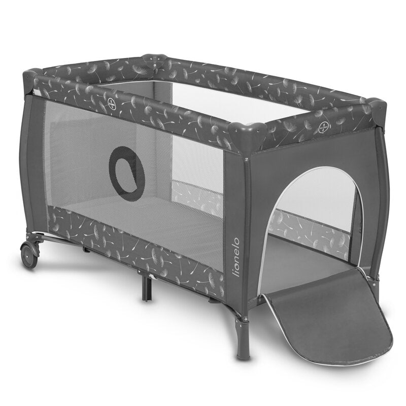 Patut pliant, Lionelo, Sven Plus, 120x60 cm, Cu doua nivele, Cu arcada jucarii, masuta de infasat, vibratii, melodii, conform cu standardele europeane de securitate EN716 si EN12221, Grey - gogobaby.ro