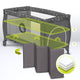 Patut pliant, Lionelo, Sven Plus, 120x60 cm, Cu doua nivele, Cu arcada jucarii, masuta de infasat, vibratii, melodii, conform cu standardele europeane de securitate EN716 si EN12221, Grey