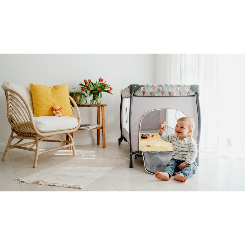 Patut pliant, Lionelo, Sven Plus, 120x60 cm, Cu doua nivele, Cu arcada jucarii, masuta de infasat, vibratii, melodii, conform cu standardele europeane de securitate EN716 si EN12221, Grey - gogobaby.ro