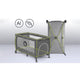 Patut pliant, Lionelo, Sven Plus, 120x60 cm, Cu doua nivele, Cu arcada jucarii, masuta de infasat, vibratii, melodii, conform cu standardele europeane de securitate EN716 si EN12221, Grey