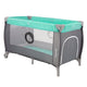 Patut pliant, Lionelo, Sven Plus, 120x60 cm, Cu doua nivele, Cu arcada jucarii, masuta de infasat, vibratii, melodii, conform cu standardele europeane de securitate EN716 si EN12221, Turcoaz/Gri