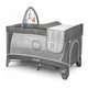 Patut pliant, Lionelo, Flower, Cu doua nivele, Cu arcada, Geanta transport, Masuta de infasat, Bara cu jucarii, Fereastra laterala, 120x60 cm, Conform cu standardele europeane de securitate EN 716 si EN12221, Gri