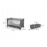 Patut pliant, Lionelo, Flower, Cu doua nivele, Cu arcada, Geanta transport, Masuta de infasat, Bara cu jucarii, Fereastra laterala, 120x60 cm, Conform cu standardele europeane de securitate EN 716 si EN12221, Gri