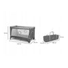 Patut pliant, Lionelo, Flower, Cu doua nivele, Cu arcada, Geanta transport, Masuta de infasat, Bara cu jucarii, Fereastra laterala, 120x60 cm, Conform cu standardele europeane de securitate EN 716 si EN12221, Gri