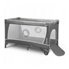 Patut pliant, Lionelo, Flower, Cu doua nivele, Cu arcada, Geanta transport, Masuta de infasat, Bara cu jucarii, Fereastra laterala, 120x60 cm, Conform cu standardele europeane de securitate EN 716 si EN12221, Gri