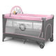 Patut pliant, Lionelo, Flower, Cu doua nivele, Cu arcada, Geanta transport, Masuta de infasat, Bara cu jucarii, Fereastra laterala, 120x60 cm, Conform cu standardele europeane de securitate EN 716 si EN12221, Roz